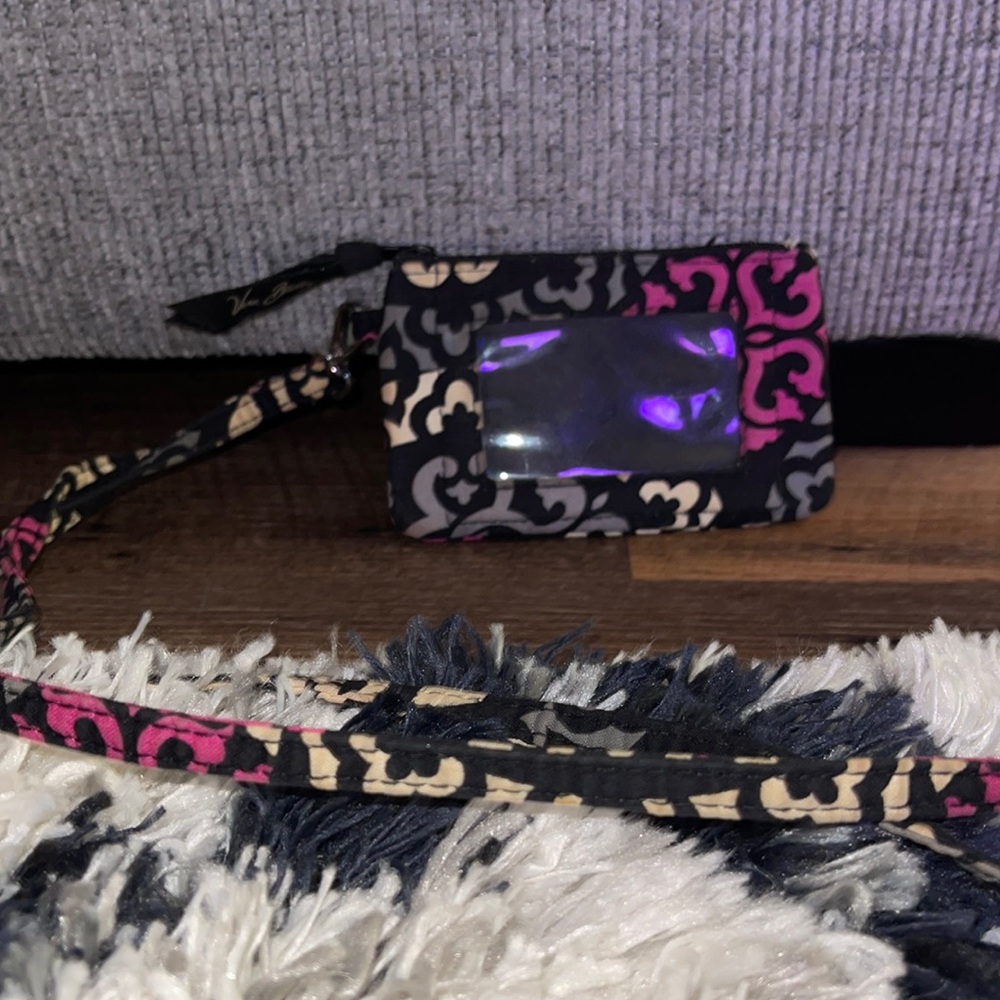 Black and Pink Vera Bradley ID holder and FREE LANYARD